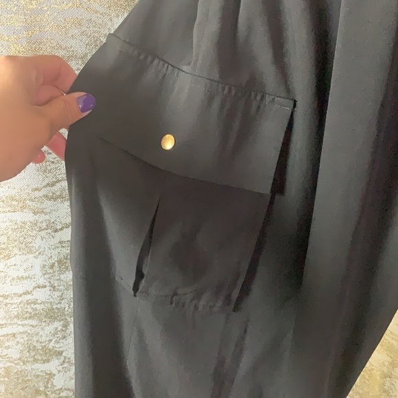 VINTAGE🧚‍♀️TAHARI Black High Waisted Cargo Flare/Wild Leg Pants/Trousers - Picture 7 of 15